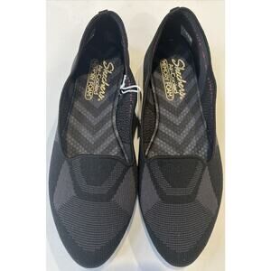 Skechers Cleo Women's 9 M, dress black flats, air cooled memory‎ foam NEW 158344
